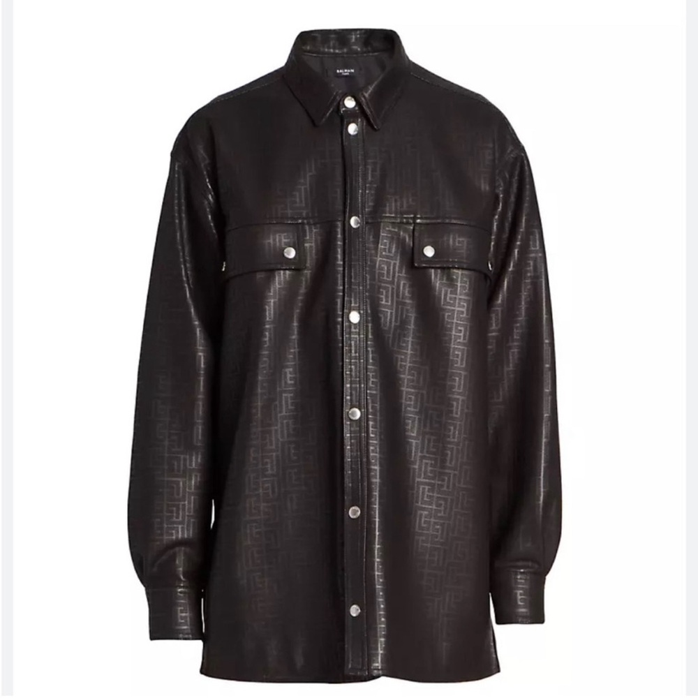 Balmain men’s monogram leathers jacket